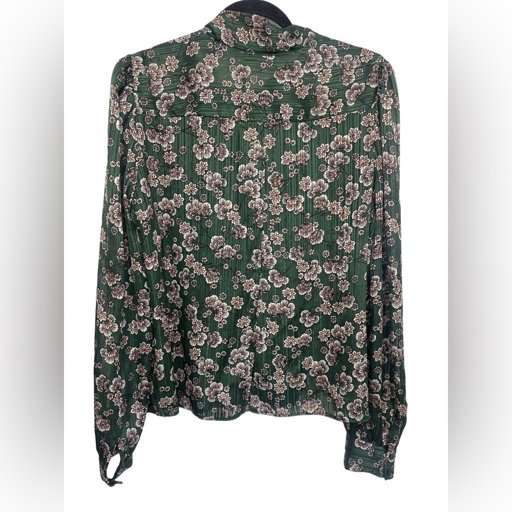 Topshop Floral Metallic Pinstripe Pussybow Blouse - Picture 3 of 7